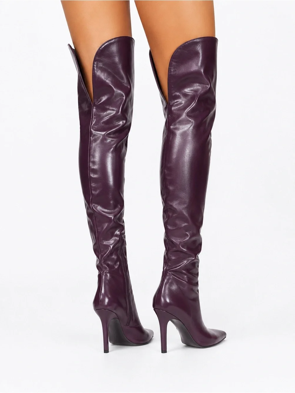 Azalea Wang Burgundy Thigh High Stiletto Boots NIB Size 7.5
